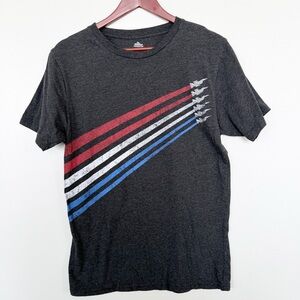 Celebrate Patriotic Men’s Short Sleeve Fighter Jets USA Stripe TShirt 4th July M